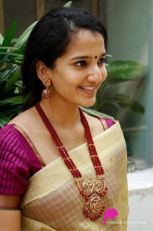 Akhila Super South Women Look Mala Necklace Set