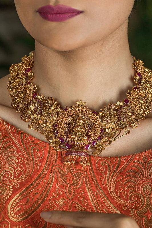 Gold Plated Laxmi Necklace Set