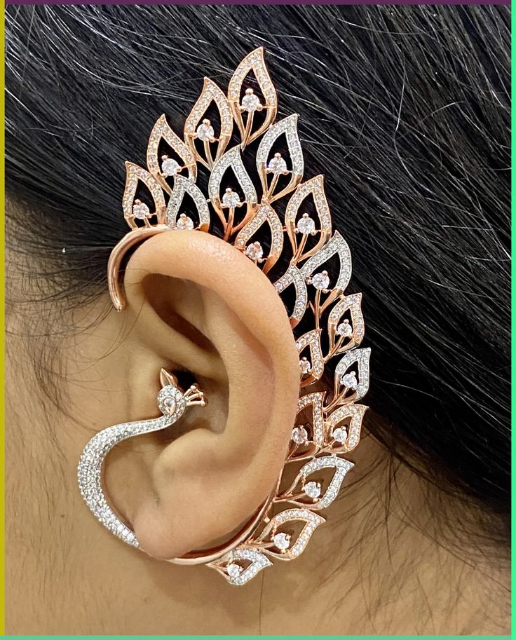 Amutha Look And Diamond Ear Set With Antique Look